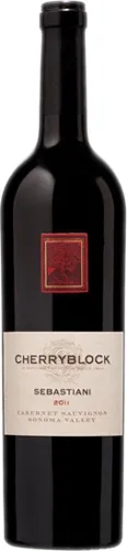 Bottle of Sebastiani Cherryblock Cabernet Sauvignonwith label visible