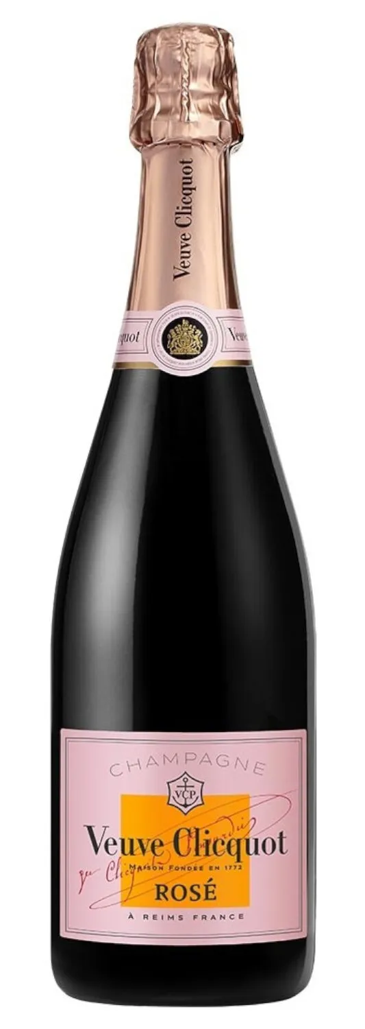 Bottle of Veuve Clicquot Brut Rosé Champagnewith label visible
