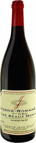 Bottle of Domaine Jean Grivot Vosne-Romanée 1er Cru Les Beaux Montswith label visible