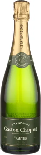 Bottle of Gaston Chiquet Tradition Brut Champagne 1er Cruwith label visible