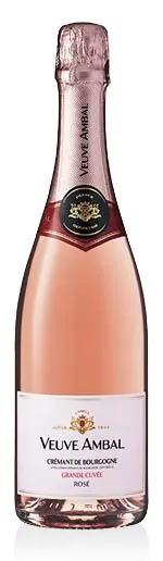 Bottle of Veuve Ambal Grande Cuvée Crémant de Bourgogne Brut Roséwith label visible