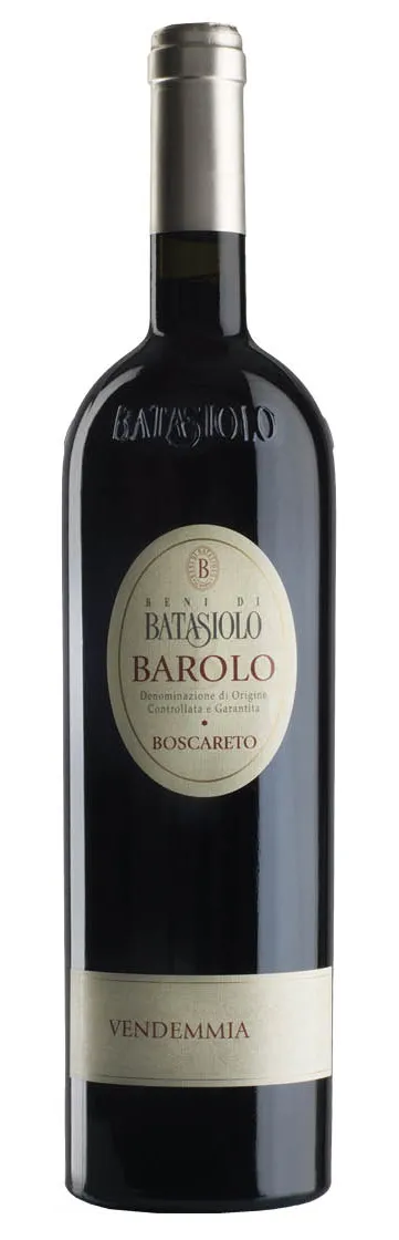 Bottle of Batasiolo Barolo Boscaretowith label visible