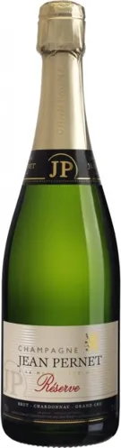 Bottle of Jean Pernet Réserve Chardonnay Brut Champagne Grand Cru 'Le Mesnil-sur-Oger'with label visible