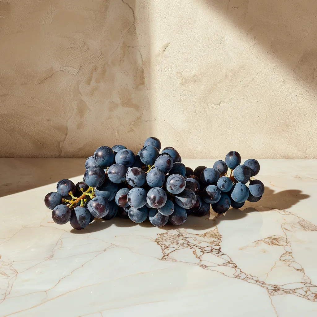 Fresh Petit Verdot grapes on the vine