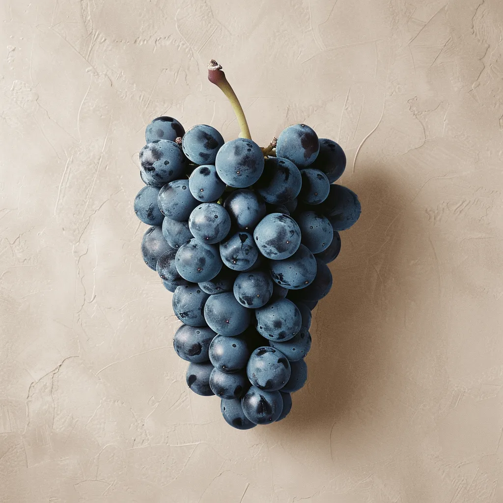 Fresh Vermentino Nero grapes on the vine