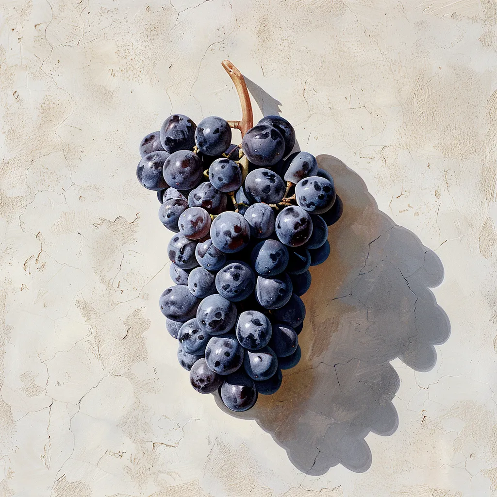Fresh Bombino Nero grapes on the vine