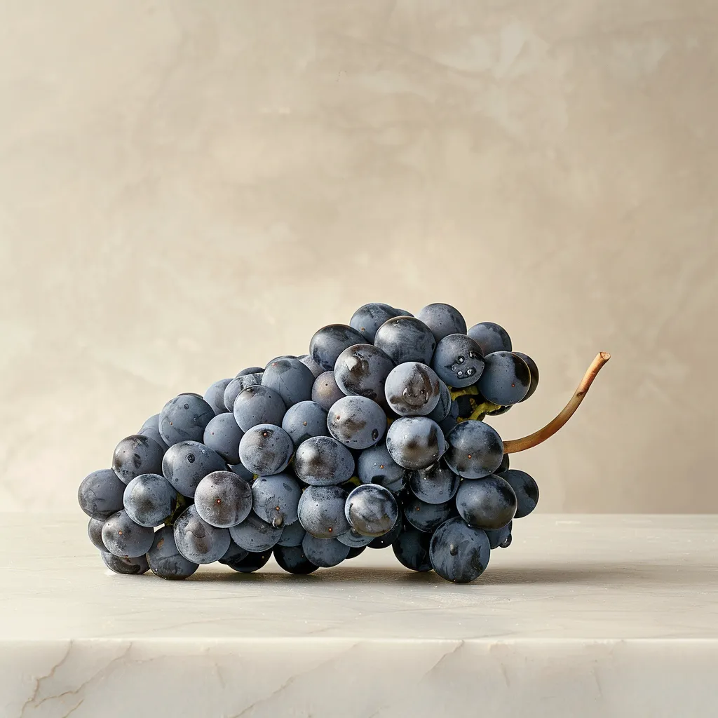 Fresh Negret de Banhars grapes on the vine
