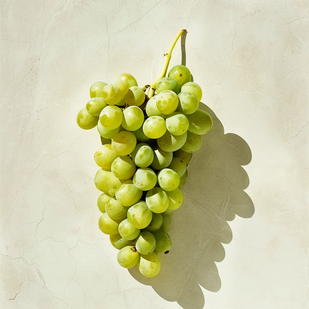 Fresh Barbera Bianca grapes on the vine