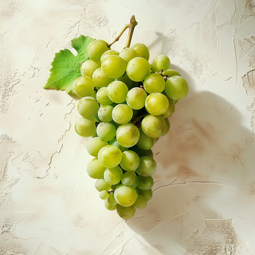 Fresh Rkatsiteli grapes on the vine